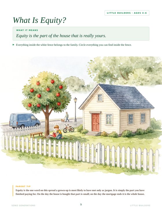 The What Is Equity page from Little Builders
